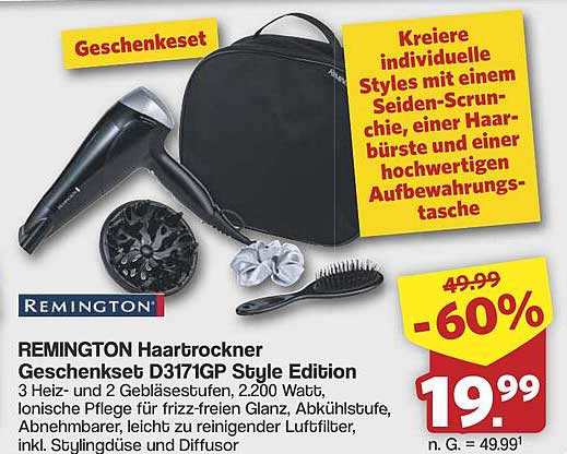 REMINGTON Haartrockner Geschenkeset D3171GP Style Edition