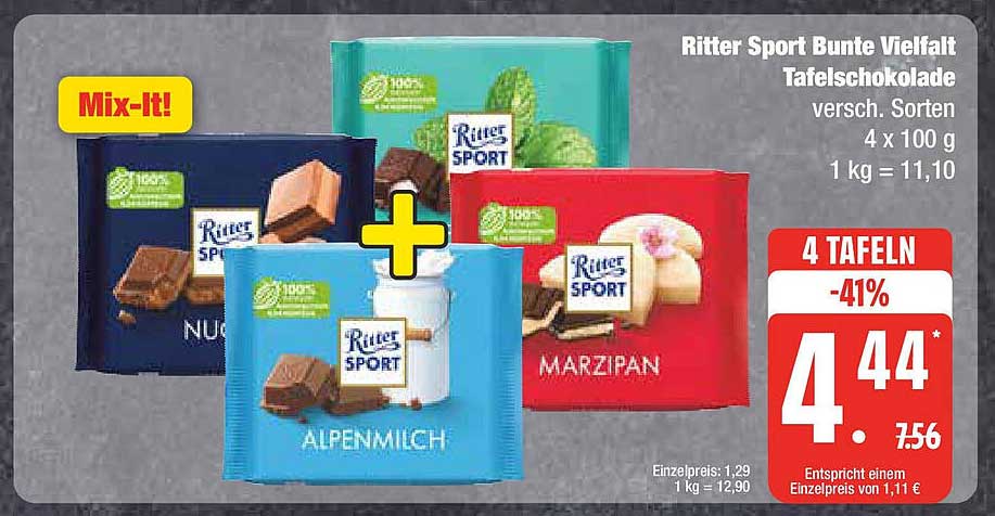 Ritter Sport Bunte Vielfalt Tafelschokolade