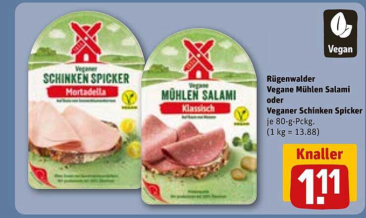 Rügenwalder Vegane Mühlen Salami oder Veganer Schinken Spicker