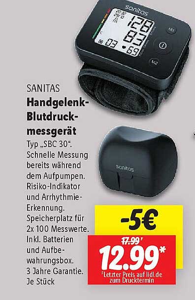 SANITAS Handgelenk-Blutdruckmessgerät