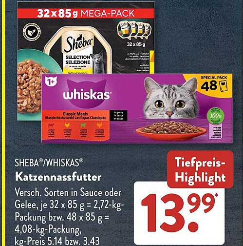 SHEBA®/WHISKAS® Katzennassfutter