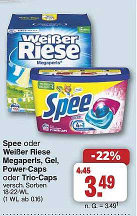 Spee oder Weißer Riese Megaperls, Gel, Power-Caps oder Trio-Caps