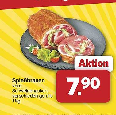 Spießbraten vom Schweinenacken, verschieden gefüllt