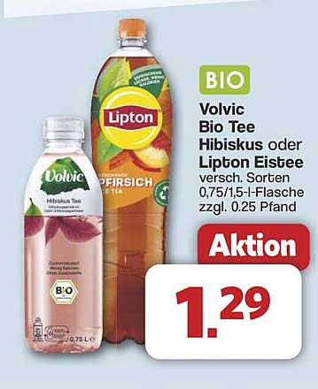 Volvic Bio Tee Hibiskus oder Lipton Eistee