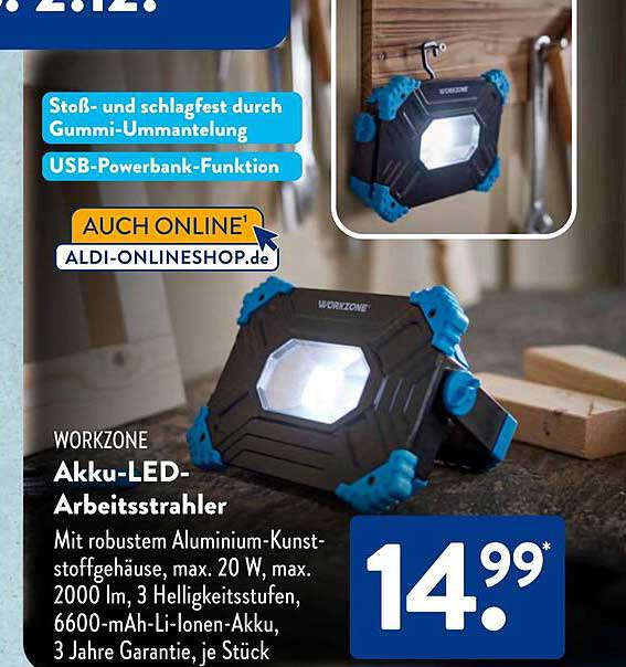 WORKZONE Akku-LED-Arbeitsstrahler