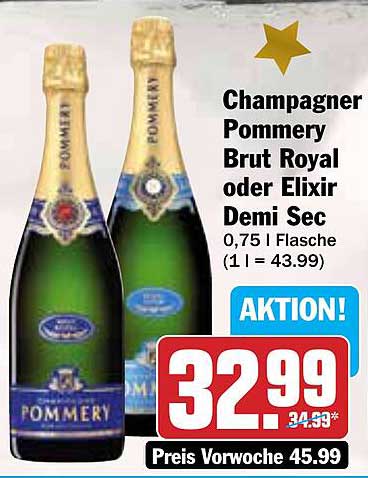 Champagner Pommery Brut Royal oder Elixir Demi Sec