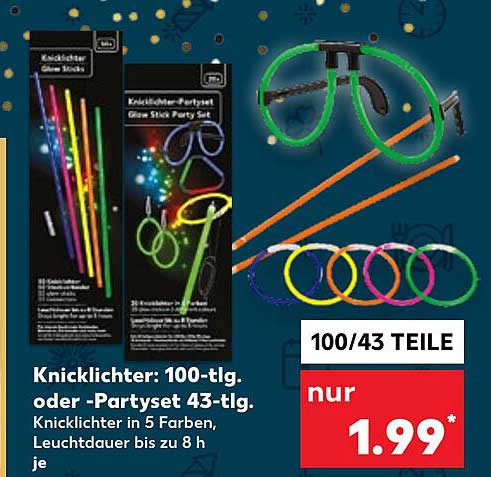 Knicklichter: 100-tlg. oder -Partyset 43-tlg.