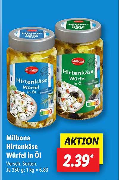 Milbona Hirtenkäse Würfel in Öl