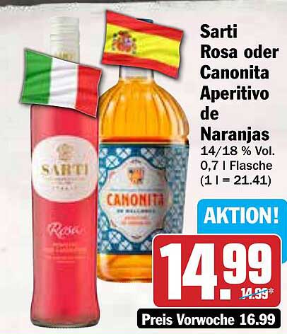 Sarti Rosa oder Canonita Aperitivo de Naranjas