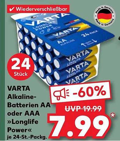 VARTA Alkaline-Batterien AA oder AAA »Longlife Power«