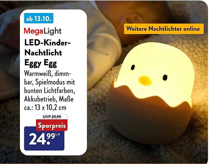 LED-Kinder-Nachtlicht Eggy Egg