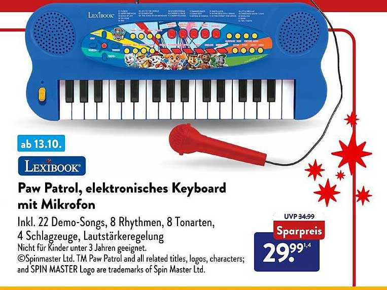 Paw Patrol, elektronisches Keyboard mit Mikrofon