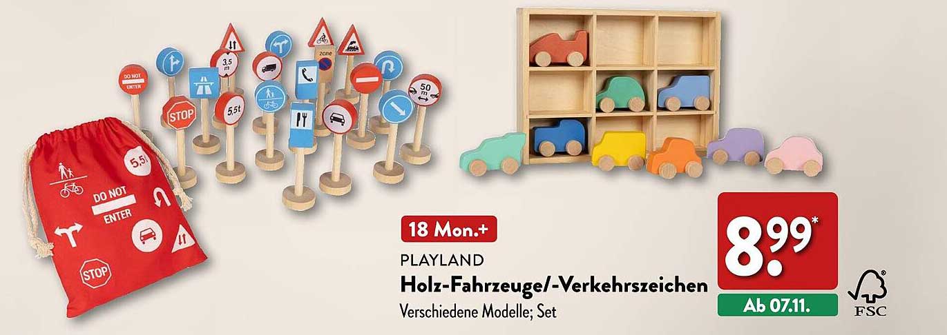 PLAYLAND Holz-Fahrzeuge/-Verkehrszeichen