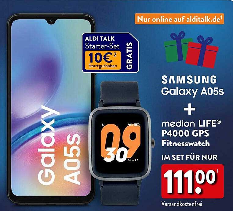 Samsung Galaxy A05s + medion LIFE® P4000 GPS Fitnesswatch