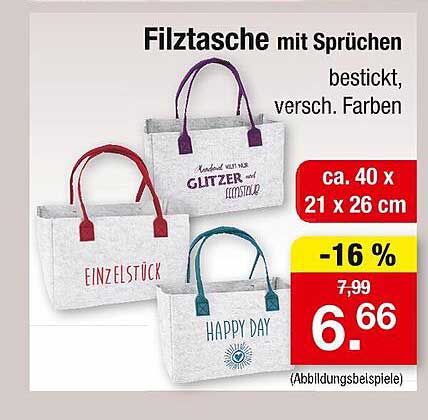 Filztasche mit Sprüchen