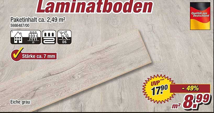 Laminatboden Eiche grau