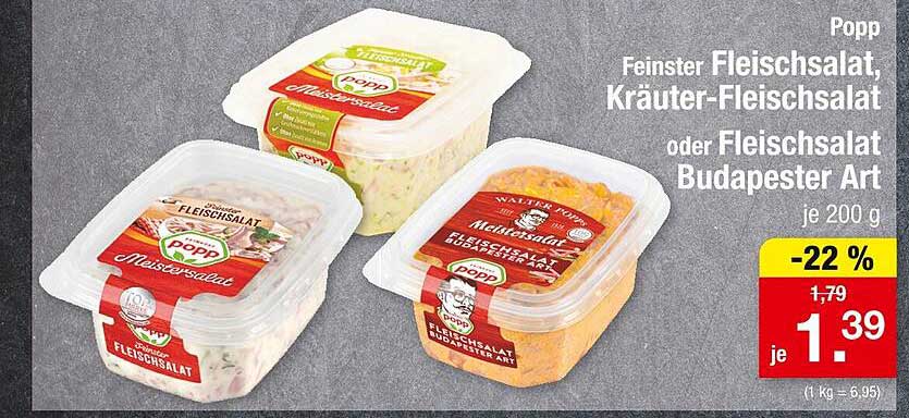 Popp Feiner Fleischsalat, Kräuter-Fleischsalat oder Fleischsalat Budapester Art