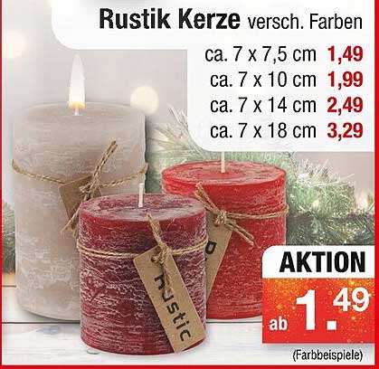 Rustik Kerze versch. Farben