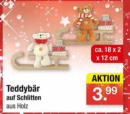 Teddy-bär auf Schlitten aus Holz