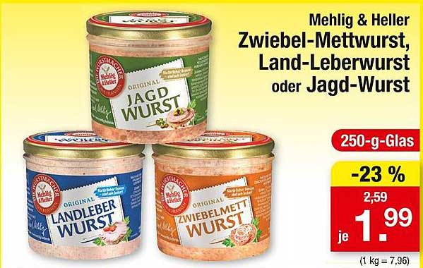 Zwiebel-Mettwurst, Land-Leberwurst oder Jagd-Wurst