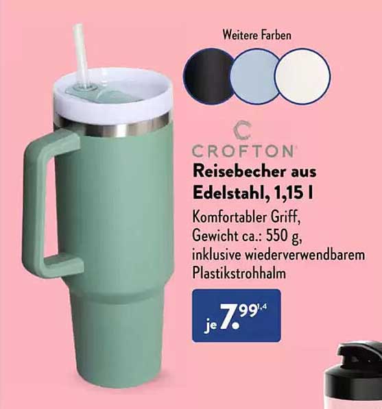 Reisebecher aus Edelstahl, 1,15 l