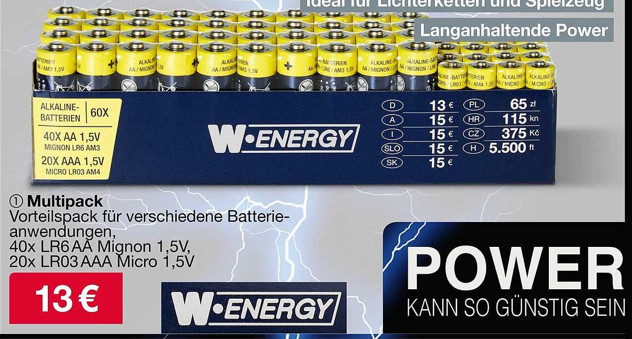 W-ENERGY Alkaline-Batterien 60X