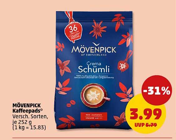 MÖVENPICK Kaffee Pads Crema Schümli