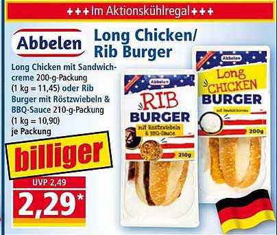 Abbelen Long Chicken/Rib Burger