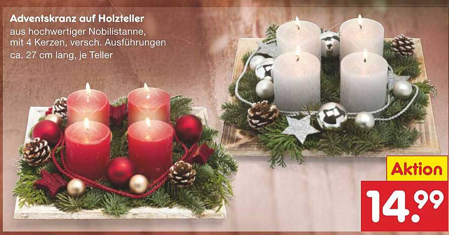 Adventskranz auf Holz Teller