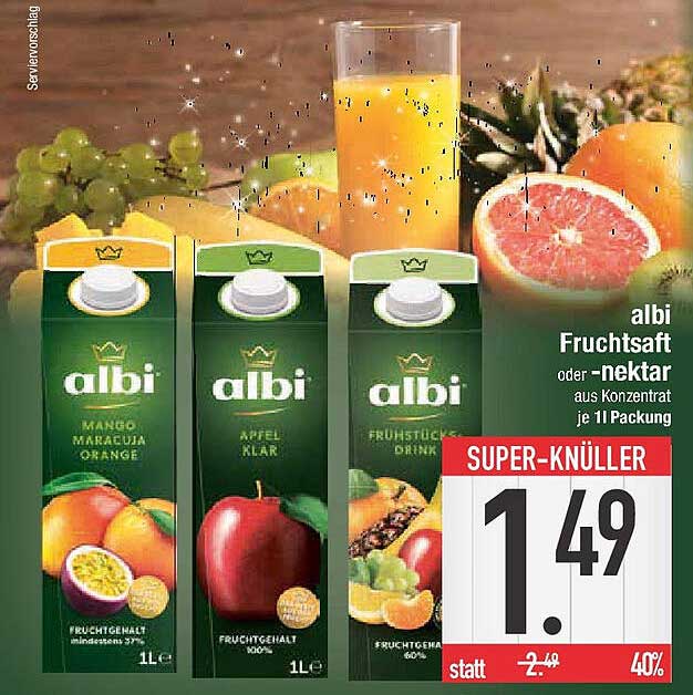 albi Fruchtsaft oder -nektar aus Konzentrat je 1l Packung