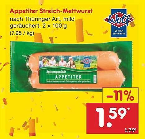 Appetiter Streich-Mettwurst nach Thüringer Art, mild geräuchert