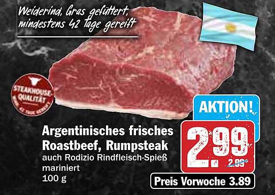 Argentinisches frisches Roastbeef, Rumpsteak