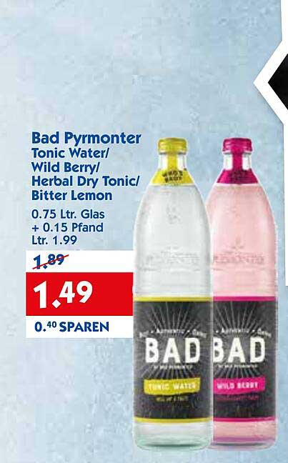 Bad Pyrmonter Tonic Water/Wild Berry/Herbal Dry Tonic/Bitter Lemon