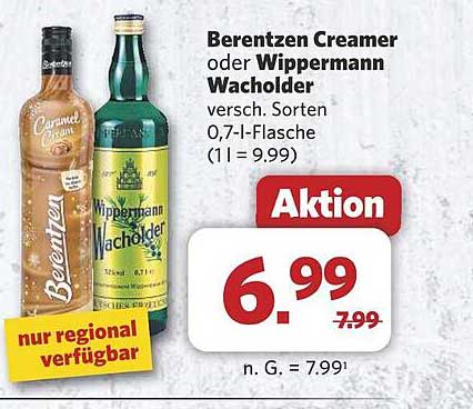 Berentzen Creamer oder Wippermann Wachholder