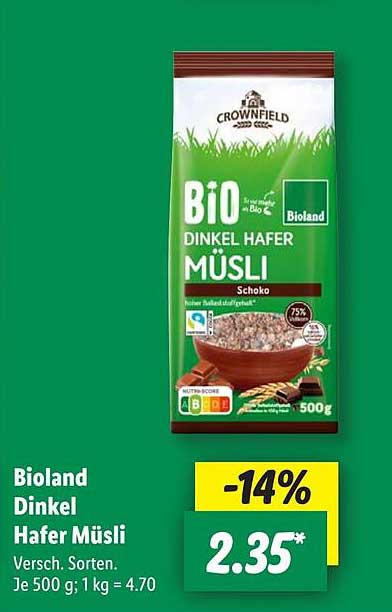 Bioland Dinkel Hafer Müsli