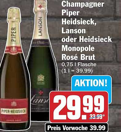 Champagner Piper Heidsieck, Lanson oder Heidsieck Monopole Rosé Brut