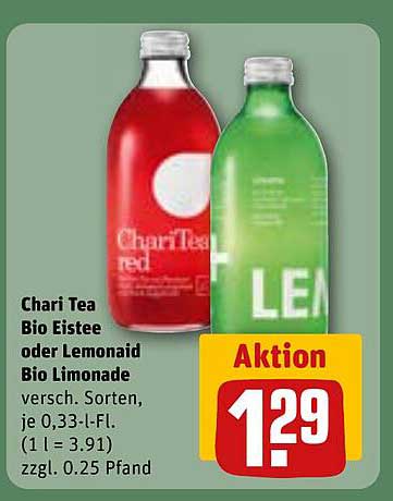 Chari Tea Bio Eistee oder Lemonaid Bio Limonade