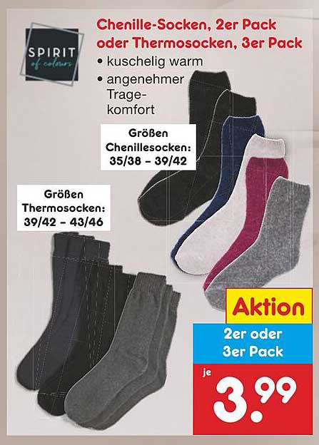 Chenille-Socken, 2er Pack oder Thermosocken, 3er Pack