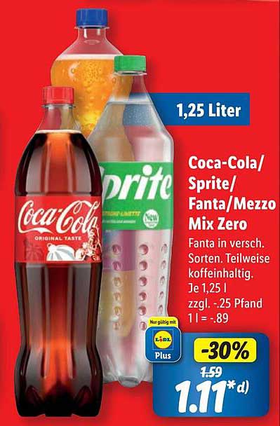 Coca-Cola/Sprite/Fanta/Mezzo Mix Zero