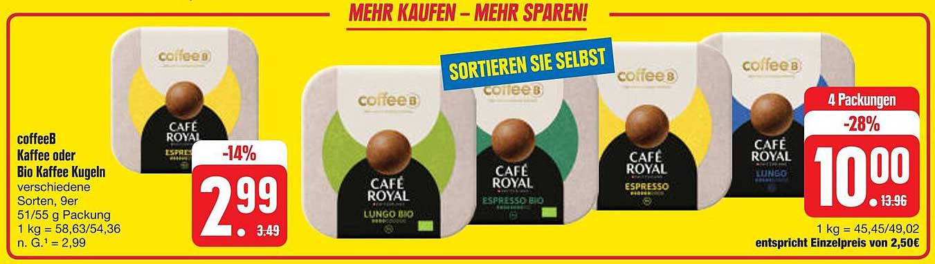 coffeeB Kaffee oder Bio Kaffee Kugeln