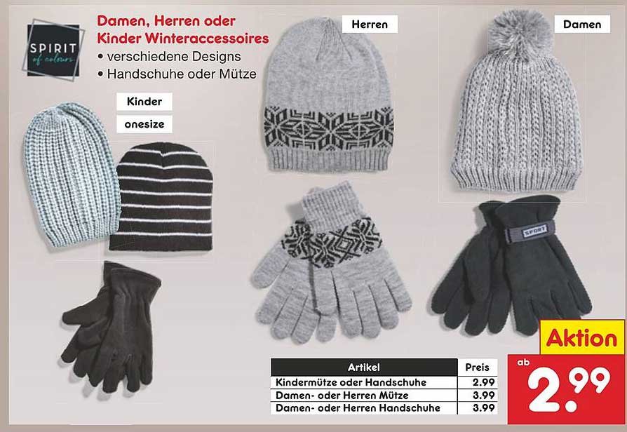 Damen, Herren oder Kinder Winteraccessoires