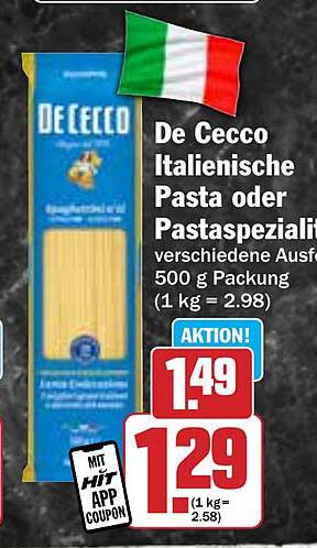 De Cecco Italienische Pasta oder Pastaspezialitäten