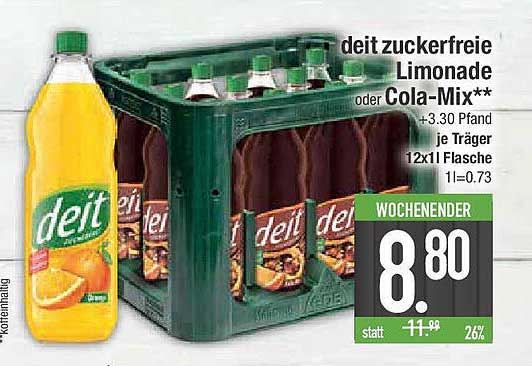 deit zuckerfreie Limonade oder Cola-Mix**