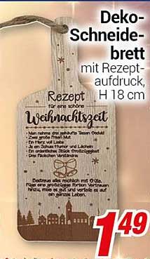 Deko-Schneidebrett mit Rezeptdruck, H 18 cm