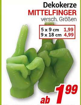 Dekokerze MITTELFINGER