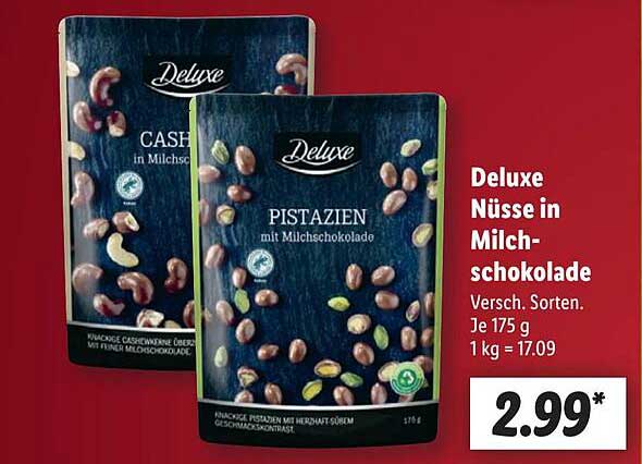 Deluxe Nüsse in Milchschokolade