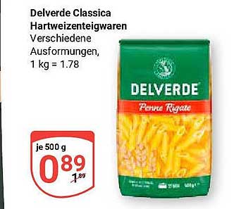 Delverde Classica Hartweizenteigwaren Penne Rigate