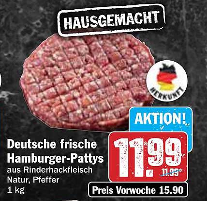 Deutsche frische Hamburger-Pattys