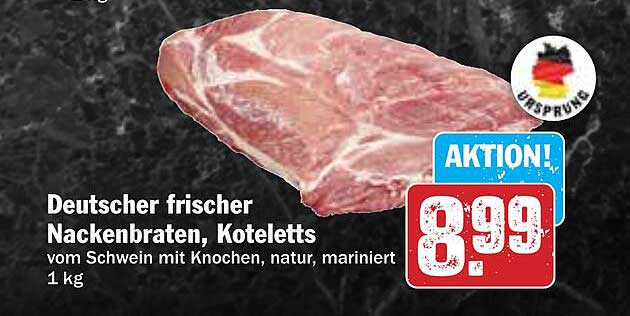 Deutscher frischer Nackenbraten, Koteletts