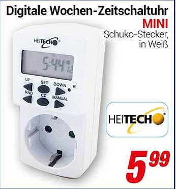 Digitale Wochen-Zeitschaltuhr MINI Schuko-Stecker, in Weiß